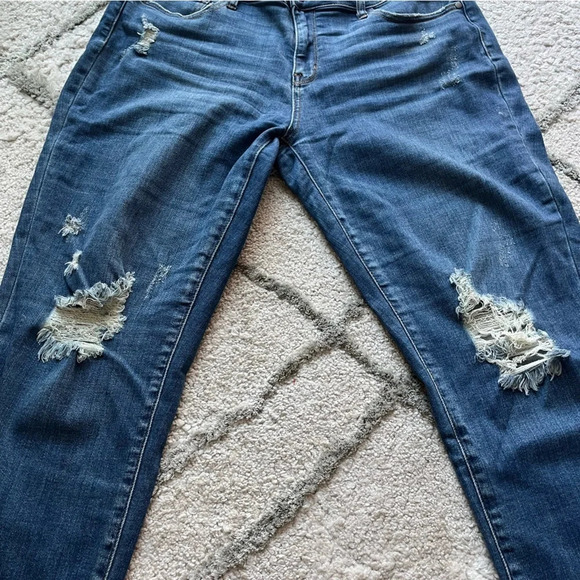 Judy Blue jeans slim fit mid rise dark wash distressed 32 - Picture 5 of 9